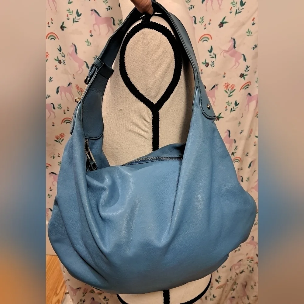 Y2K Marc Jacobs Aqua Leather Hobo Boho Streetwear Casual Everyday Purse Bag